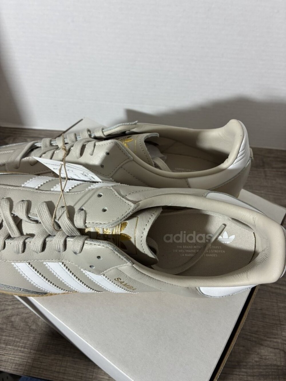 Adidas Samba OG Men’s Size 12 In Tan With White Stripes With tags but no box